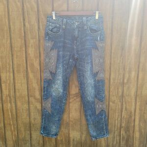 Miss Me Embroidered Southwest Aztec Boyfriend Ankle Jeans Size 25  30 Waist